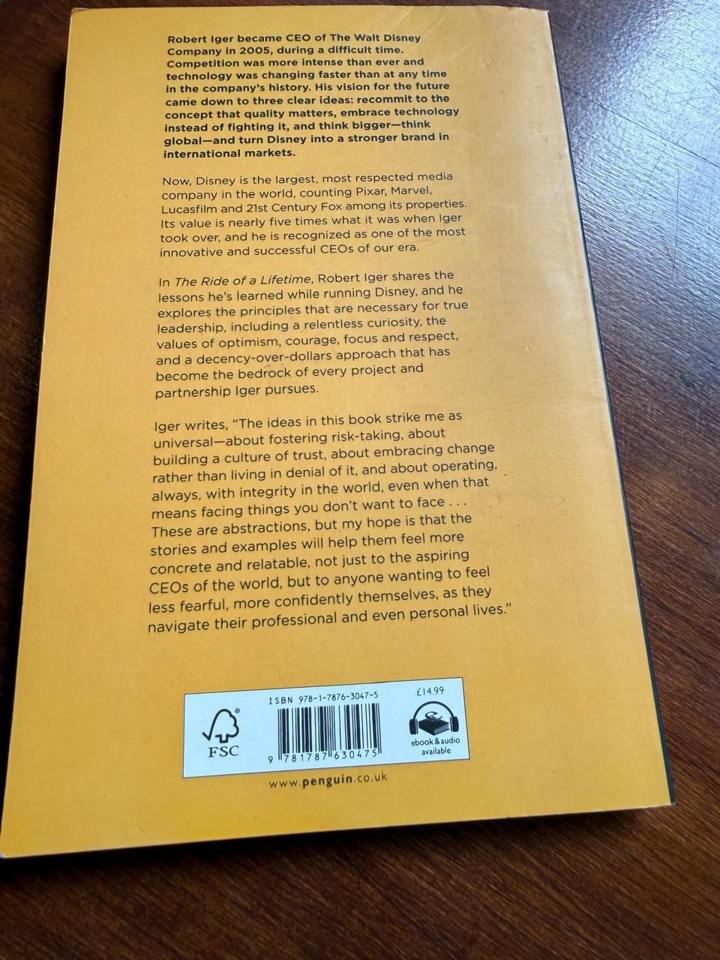 Back cover of The Ride of a Lifetime